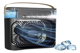 Ventilador de mesa Genérica Mini Ventilador Portátil Climatizador Umidificador com Luz Led Usb con 3 palas de Plástico color negro estructura color negro,