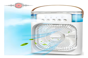 Ventilador de mesa Mini Ventilador Portátil Climatizador Umidificador com Luz Led Usb con 3 palas de Plástico