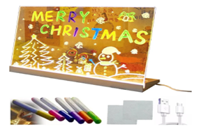 Tablero de notas led de borrado en seco con bolígrafo de 7 colores pizarra luminosa para colorear